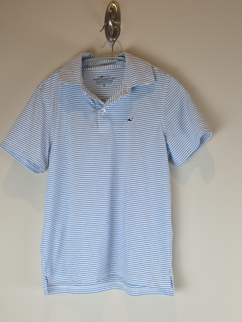 Vineyard Vines Boy's Light Blue and White Striped Polo